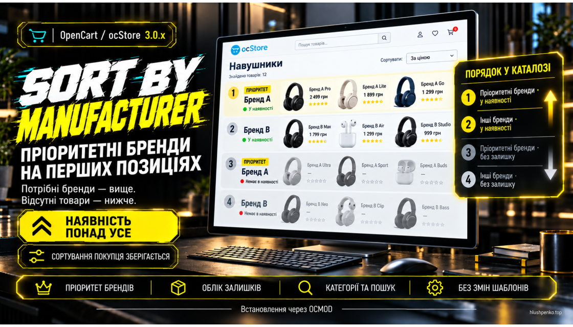 Sort By Manufacturer — сортування товарів за брендами