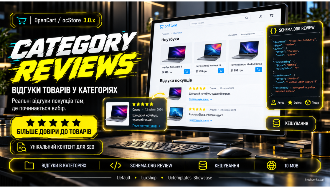 Category Reviews — відгуки товарів у категоріях